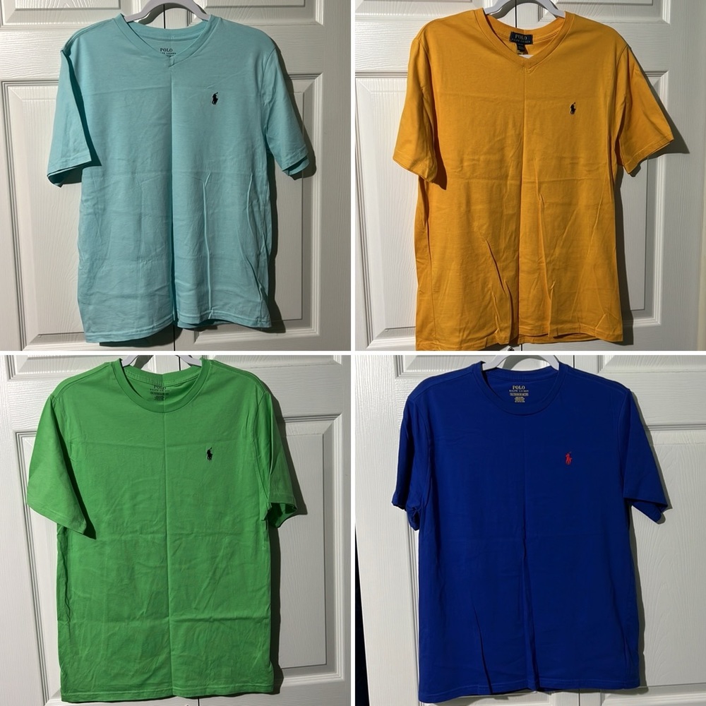 NWOT! 5 boys XL Polo shirts. 2 Crew neck and 3 V neck.